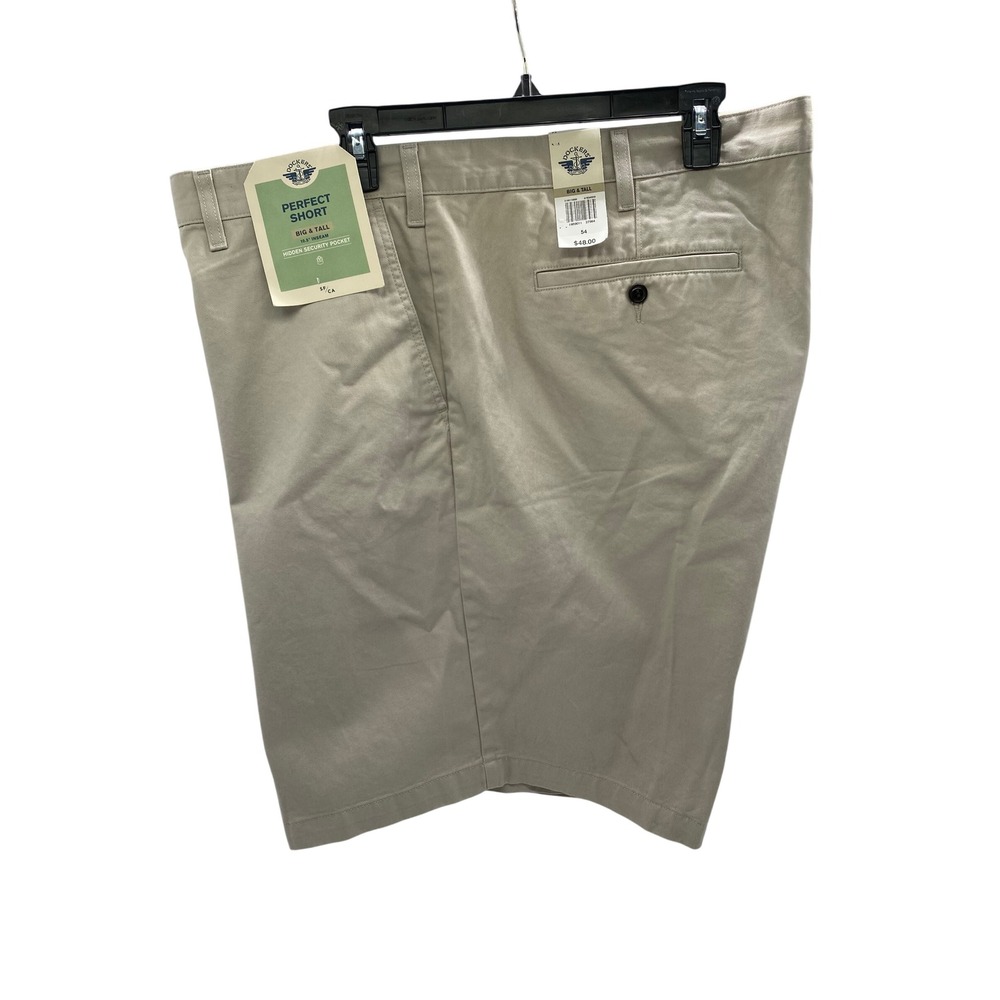 Dockers Mens Big & Tall Perfect Short Khaki Tan 10.5 Inseam Size 54 NWT
